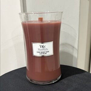 WoodWick Stone Washed Suede Candle - Rich Brown
